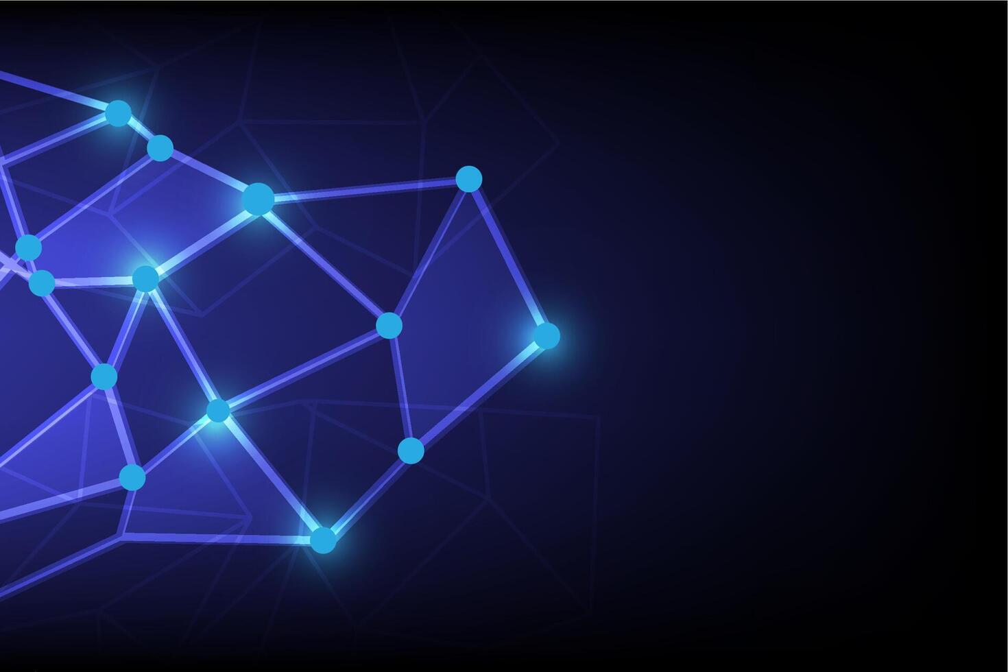Abstract Technology Global Network Connection Polygon Neon Dots and Stripes vector