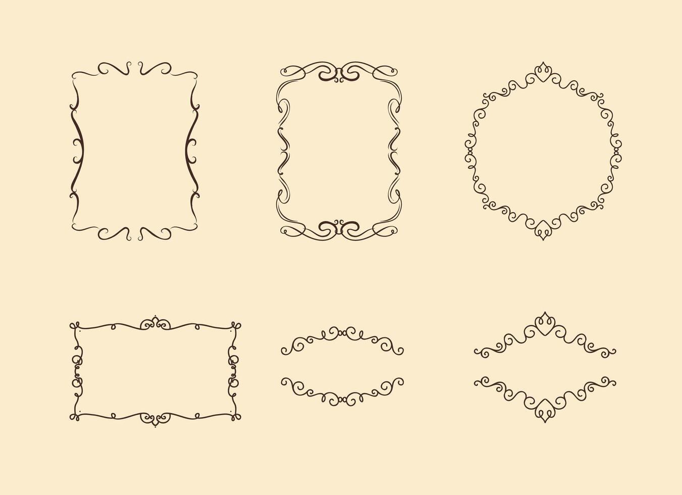 Set of decorative ornament border frames vector