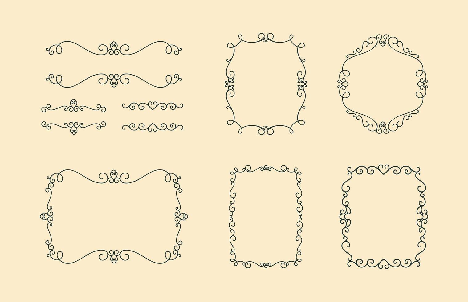 Hand drawn decorative vintage frames vector