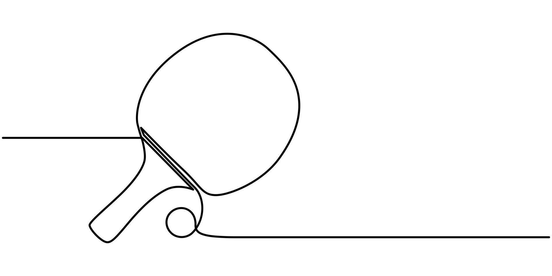 Paddle Tennis Continuouos One Line Drawing Icon Editable Stroke Icon Playful Line Illustration for Table Tennis pro vector