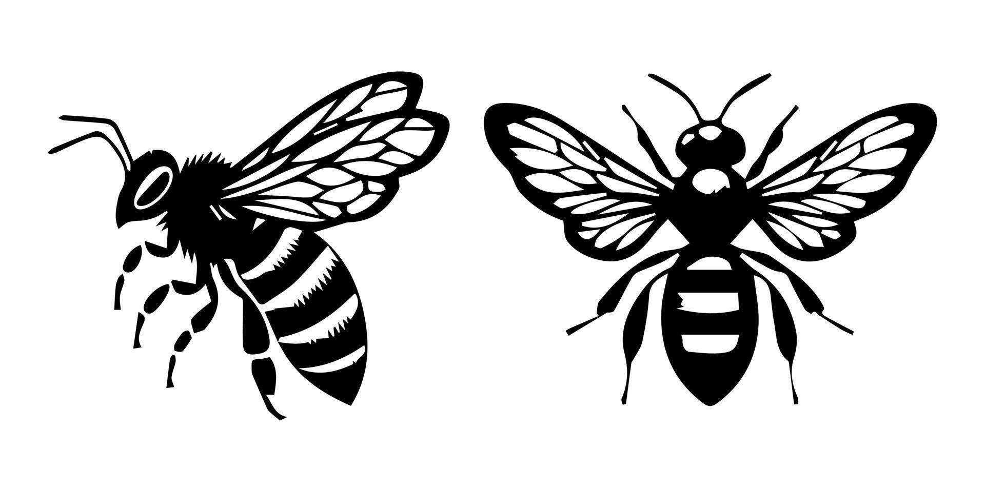 Bumblee bee black silhouette continuous one line drawing vector