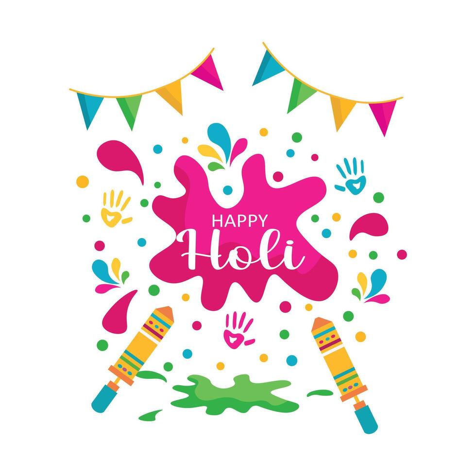 Happy holi splash color vector