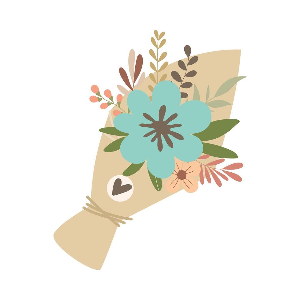 Hand drawn bouquet with flowers vector