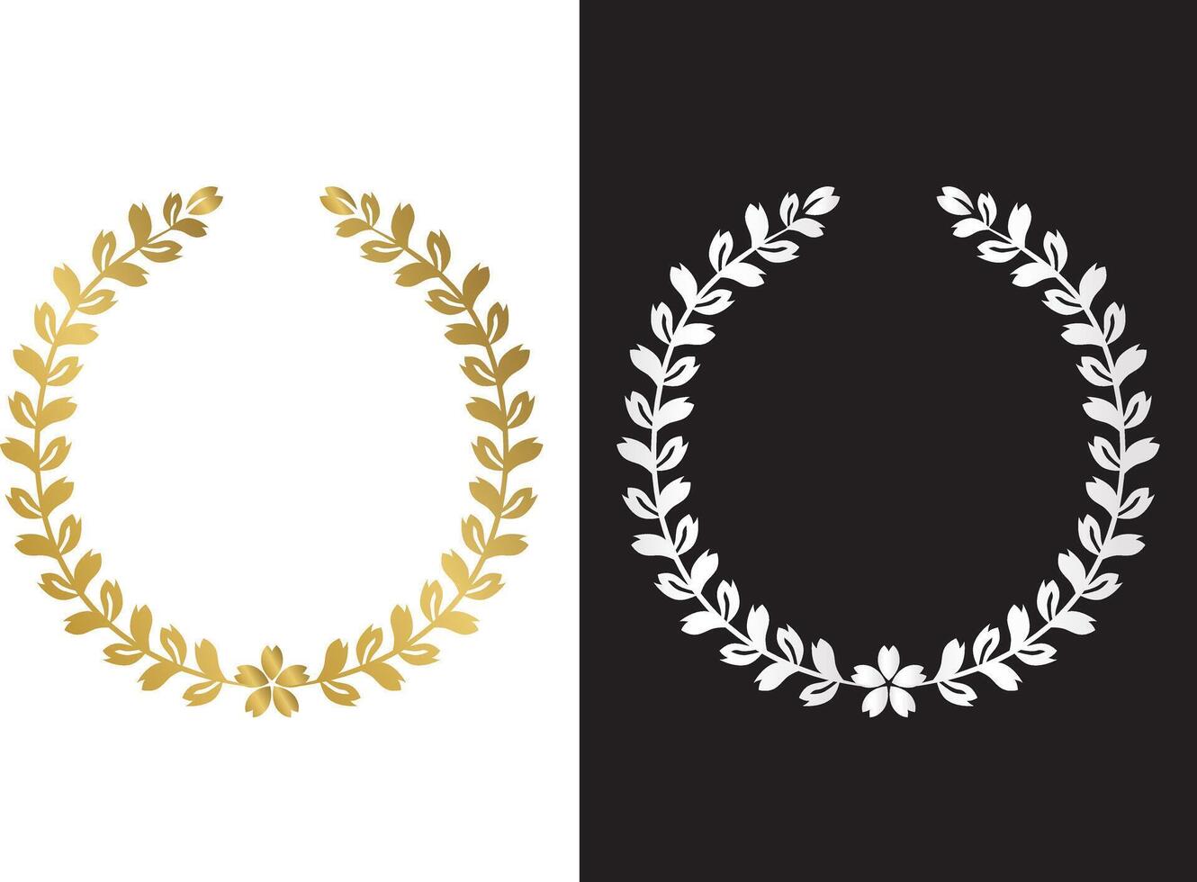 Ranking icon with laurel, laurel wreath, cherry blossom, emblem vector