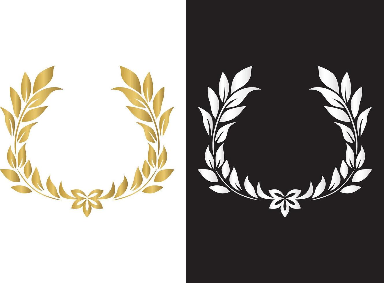 Laurel, laurel wreath, natural petal arrangement ranking icon, emblem vector