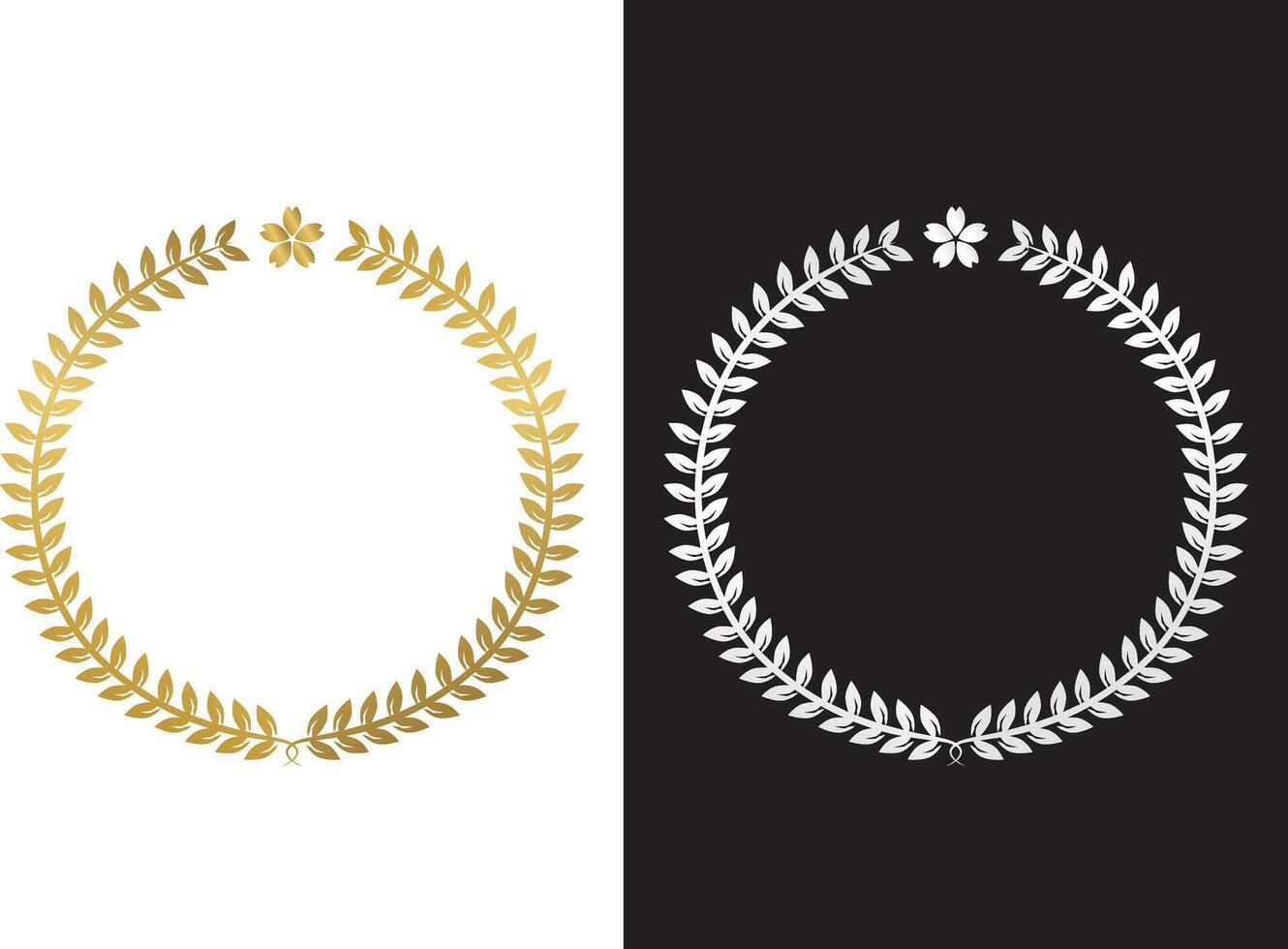 Laurel, laurel wreath, circle shaped ranking icon, emblem vector