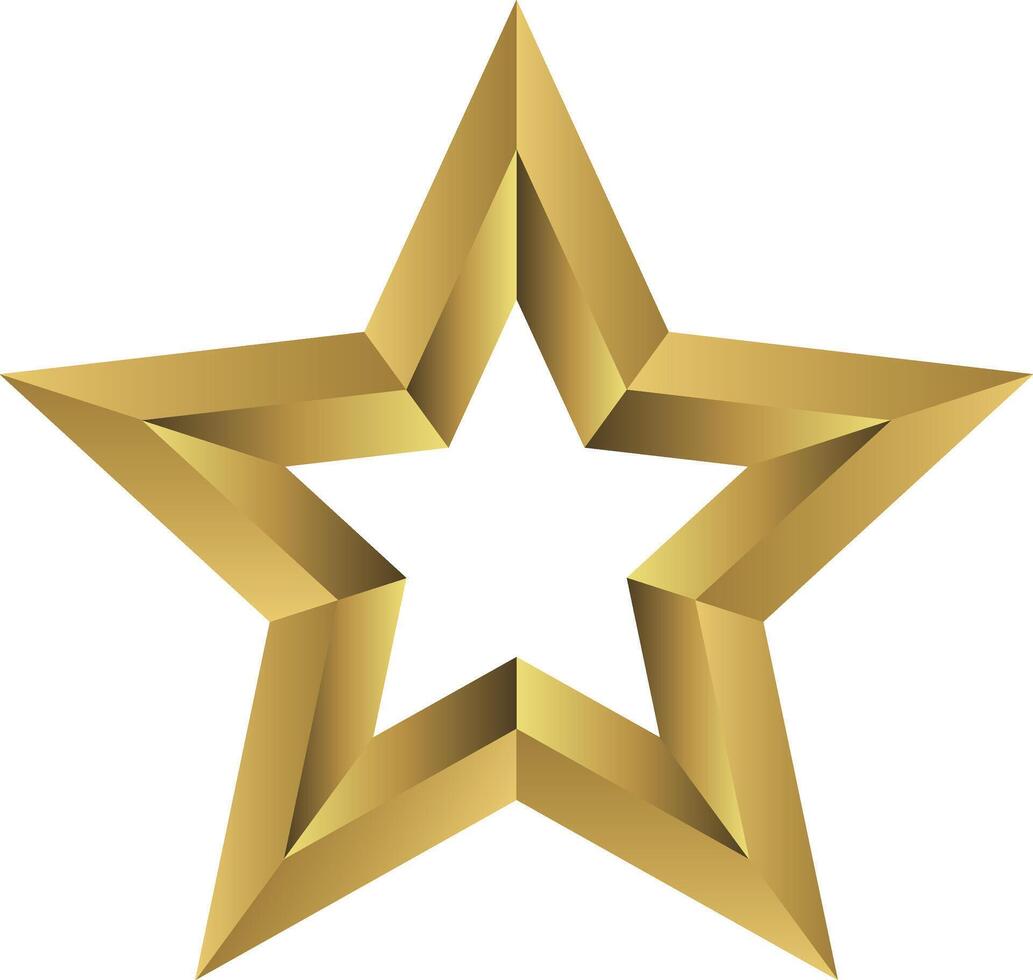 Pentagonal glowing star, star icon in a three-dimensional frame with light shadows vector