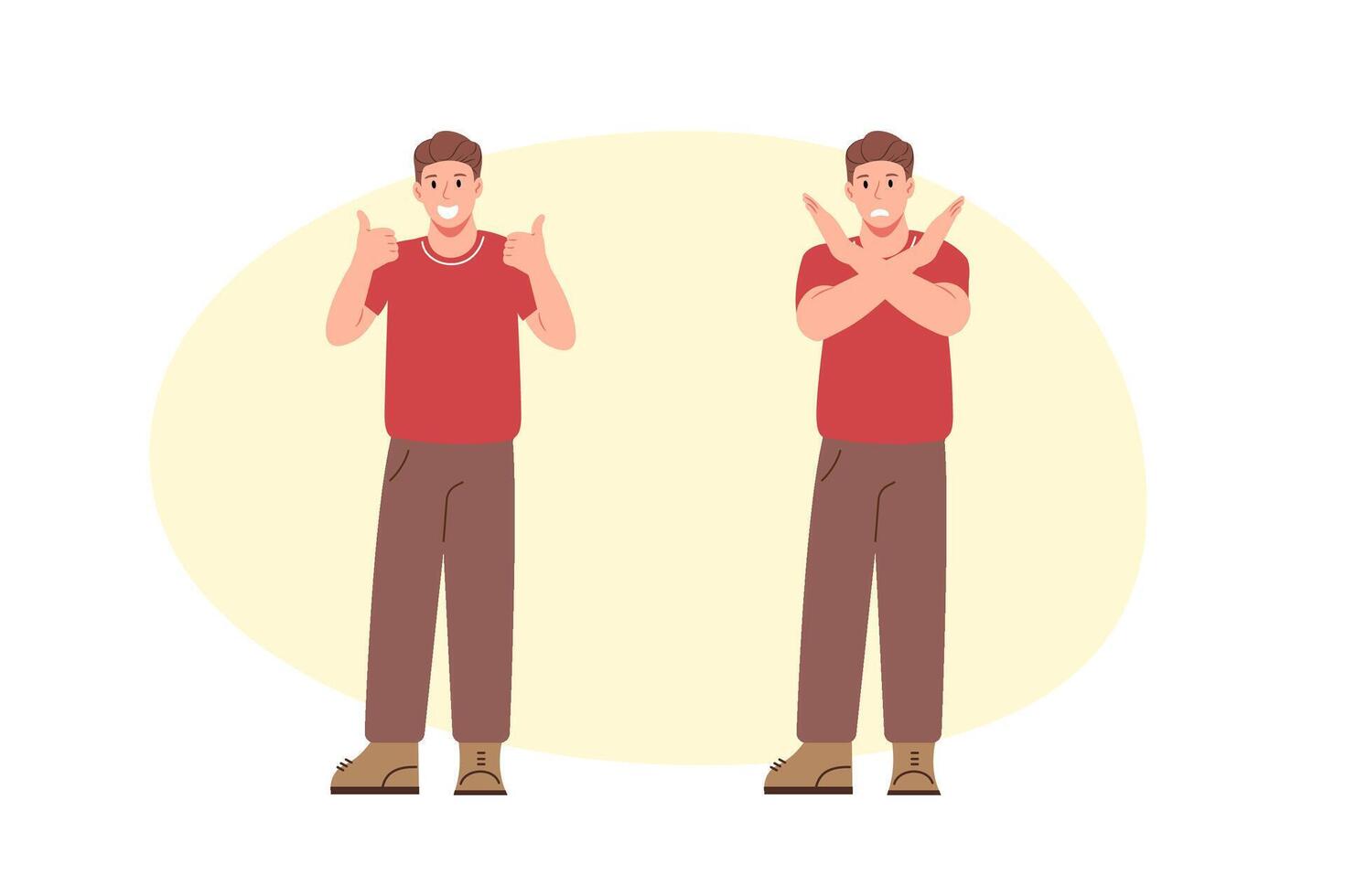 A man showing true and false sign vector
