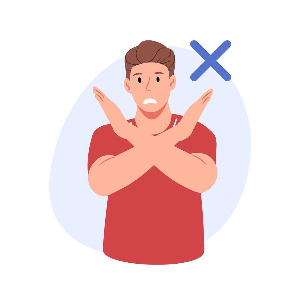 A man with crossed arms, ideal for negative feedback and disapproval. vector