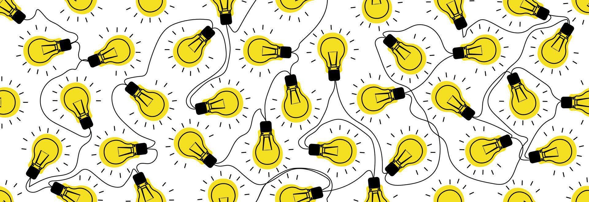 Light bulbs connected by an electric cord. vector