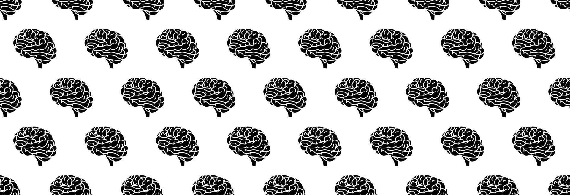 Human brain on a white background, seamless pattern. vector