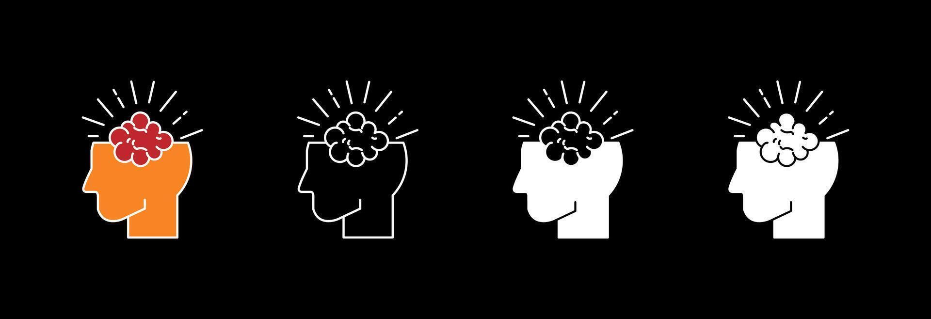 Human head with brain for thinking and idea generation. vector