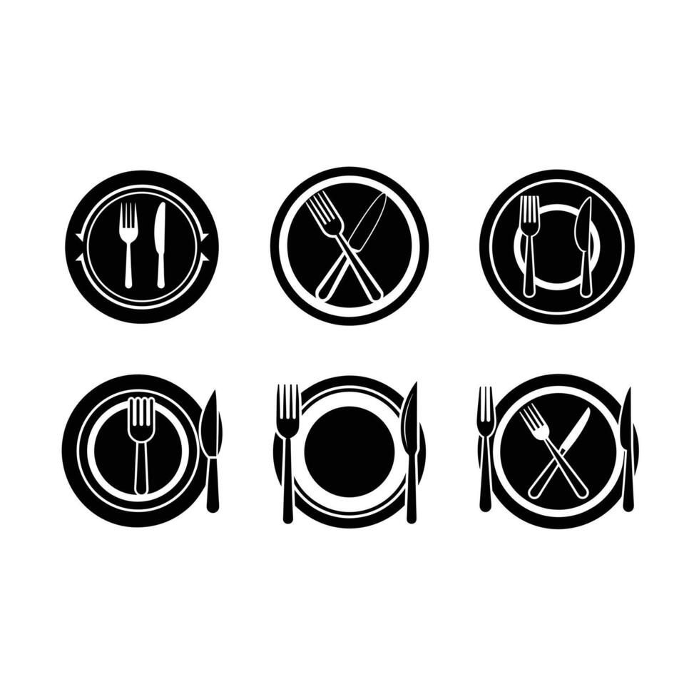 Plate with Fork and Knife Icon - Graphic Design File for Digital Use vector