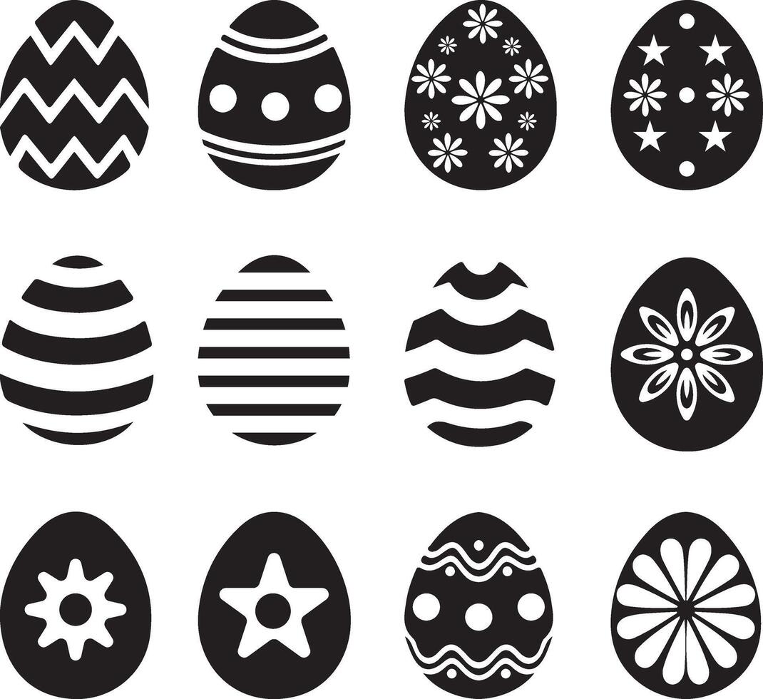 easter eggs black and white clip art vector