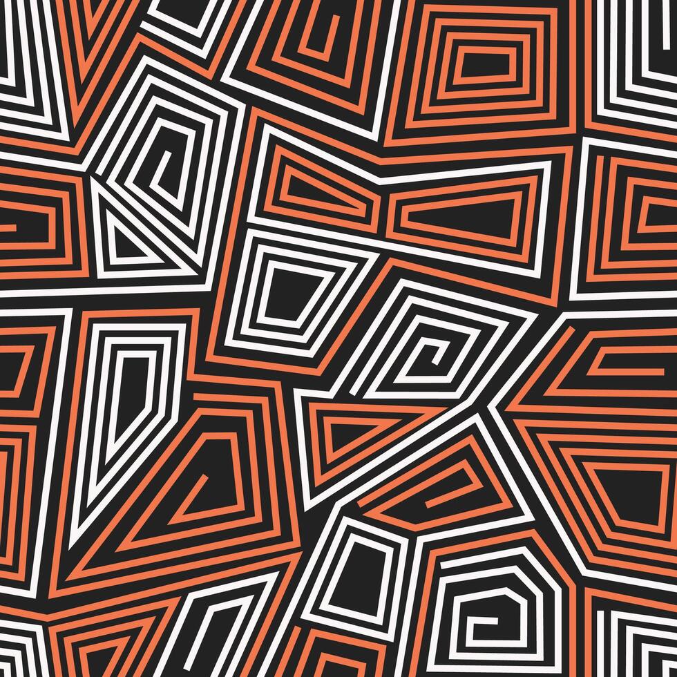Abstract urban style seamless pattern orange and white geometric lines texture vector