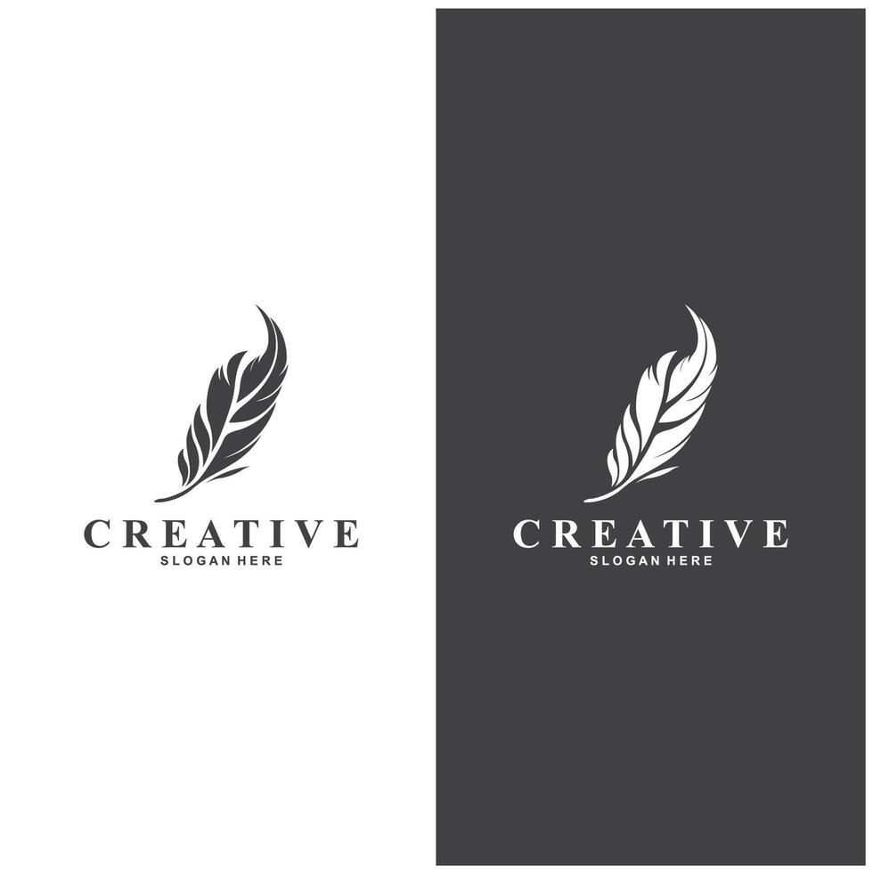 creative feather logo design template and icon vector