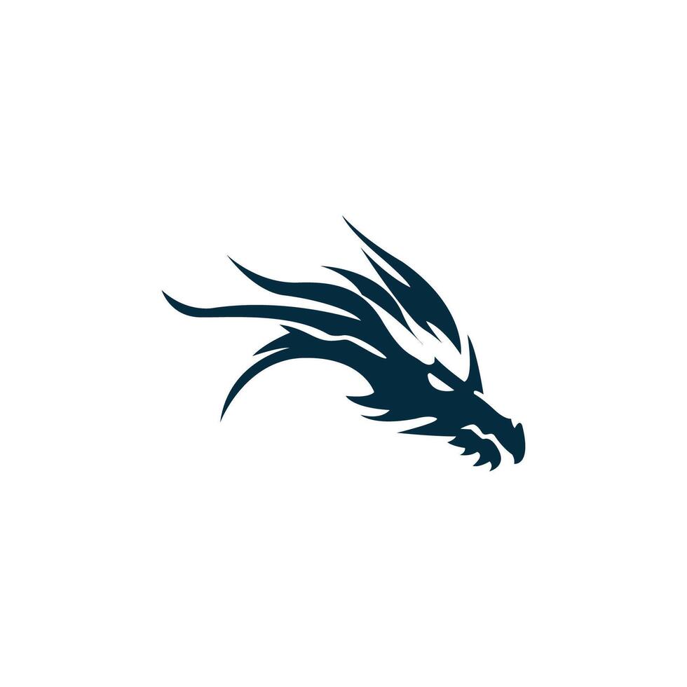 dragon head logo design with blue color vector