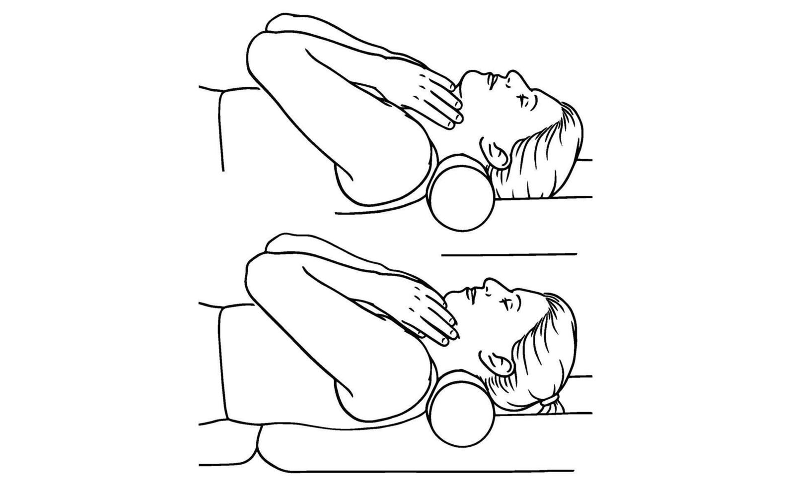 Neck Roll Stretch Exercise Step-by-Step Illustration for Cervical Spine Alignment and Pain Relief vector