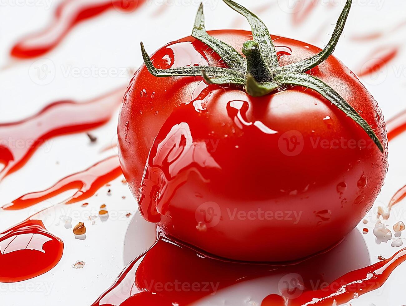 Tomato temptation in red and wet. photo
