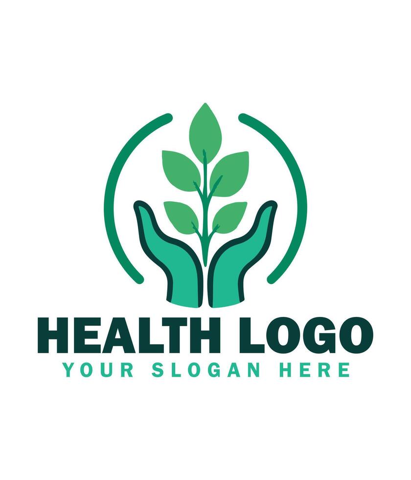 health logo design with green leaves vector