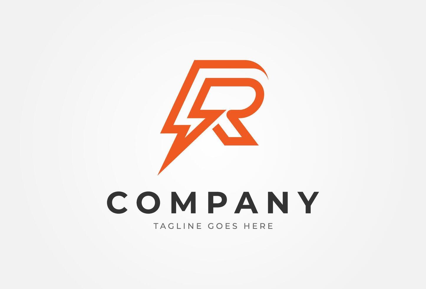 Letter R Electric tunder bolt logo design vector