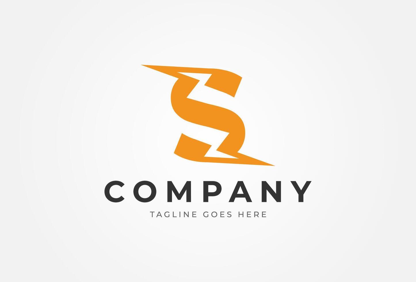 letter S and lightning bolt logo design vector