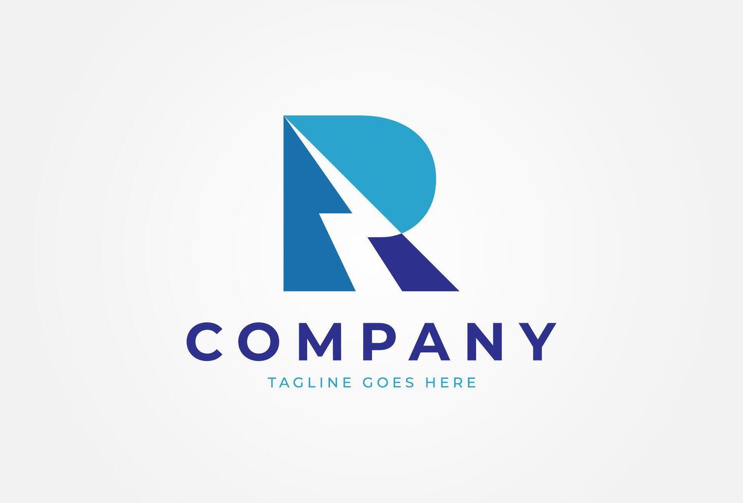 letter R and lightning bolt tunder logo design vector