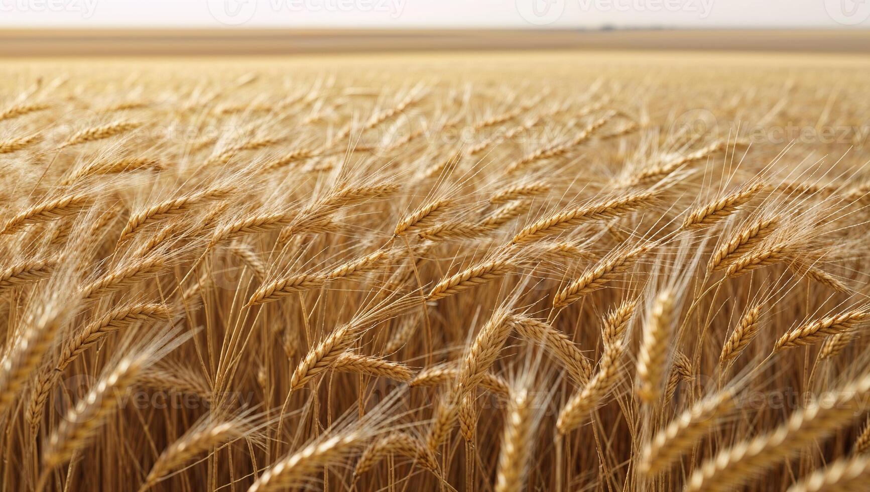 A field of golden wheat is shown in the distance photo