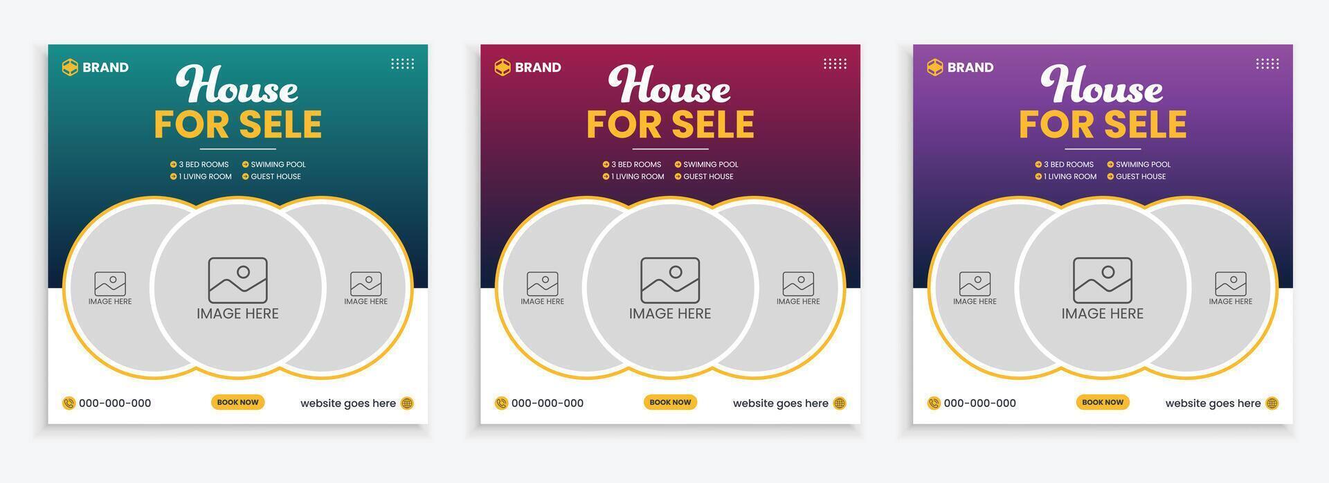 Real estate social media post or house property sale banner square story post marketing vector