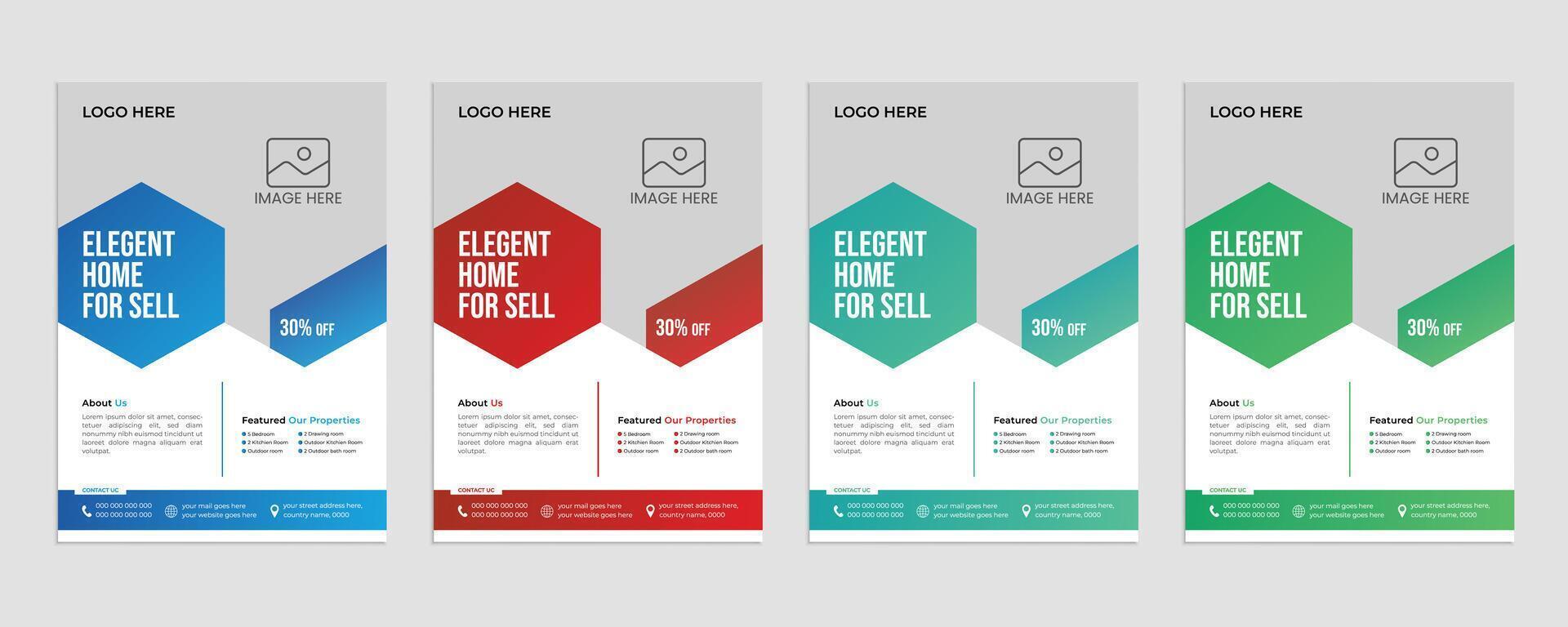 Real estate company flyer template design. vector