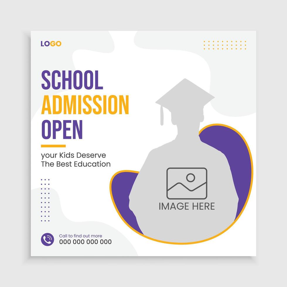 School Admission social media post Template Design. vector