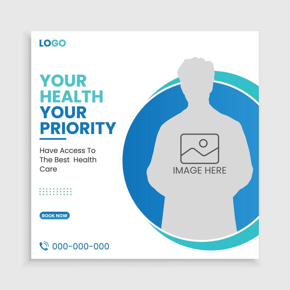 Medical social media post template. vector