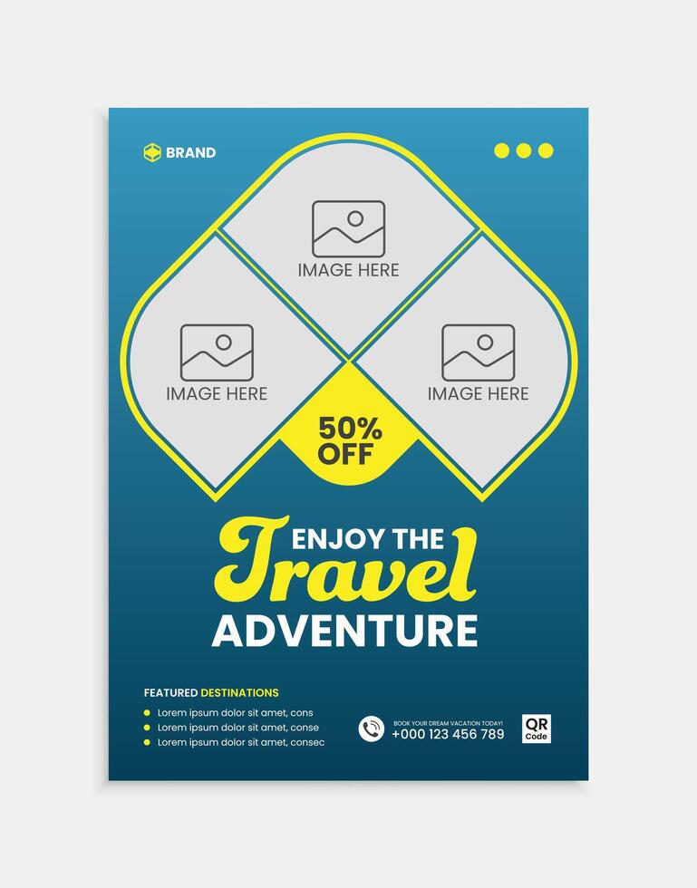 Travel flyer or poster brochure design layout. vector