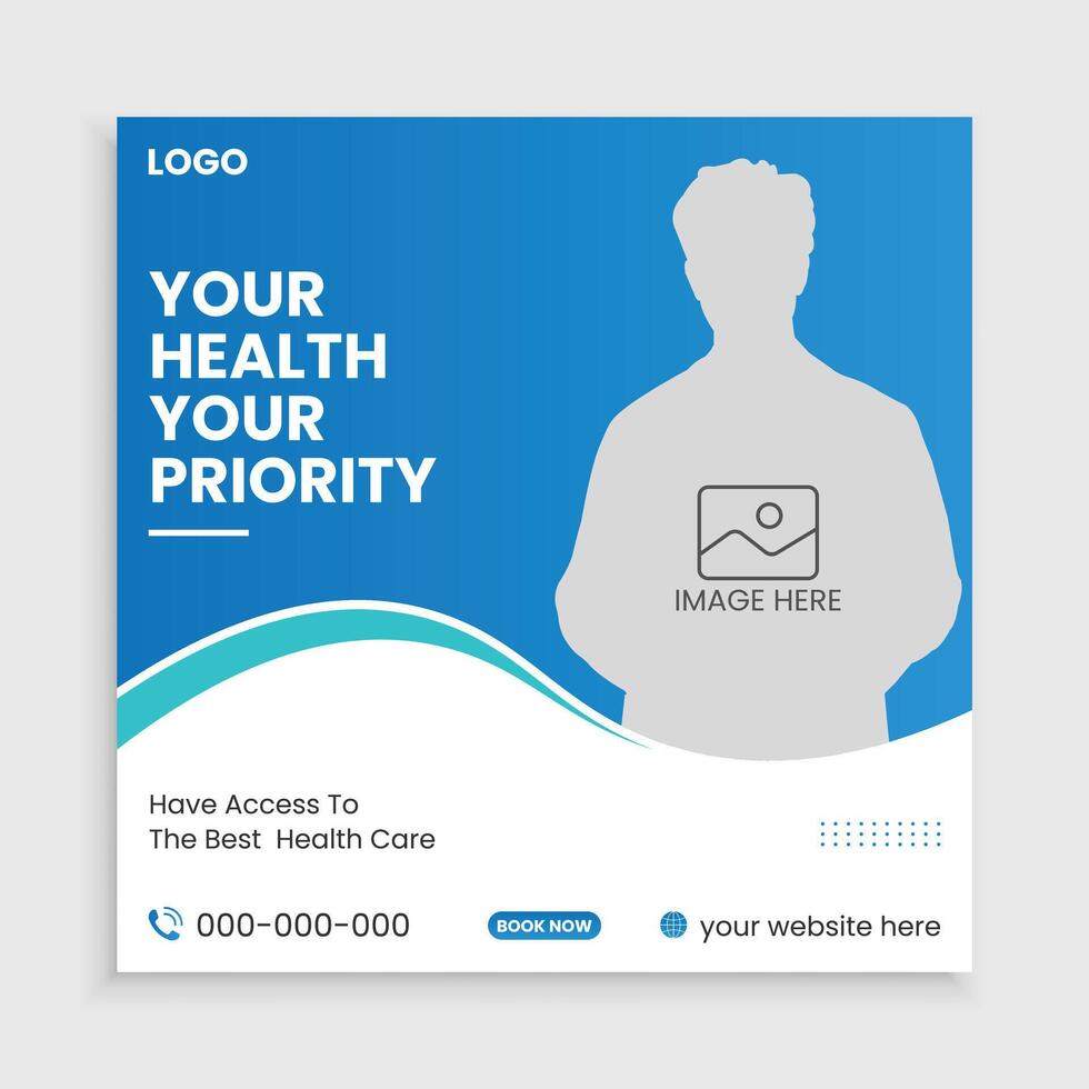 Professional medical corporate healthcare Social media post template Design. vector