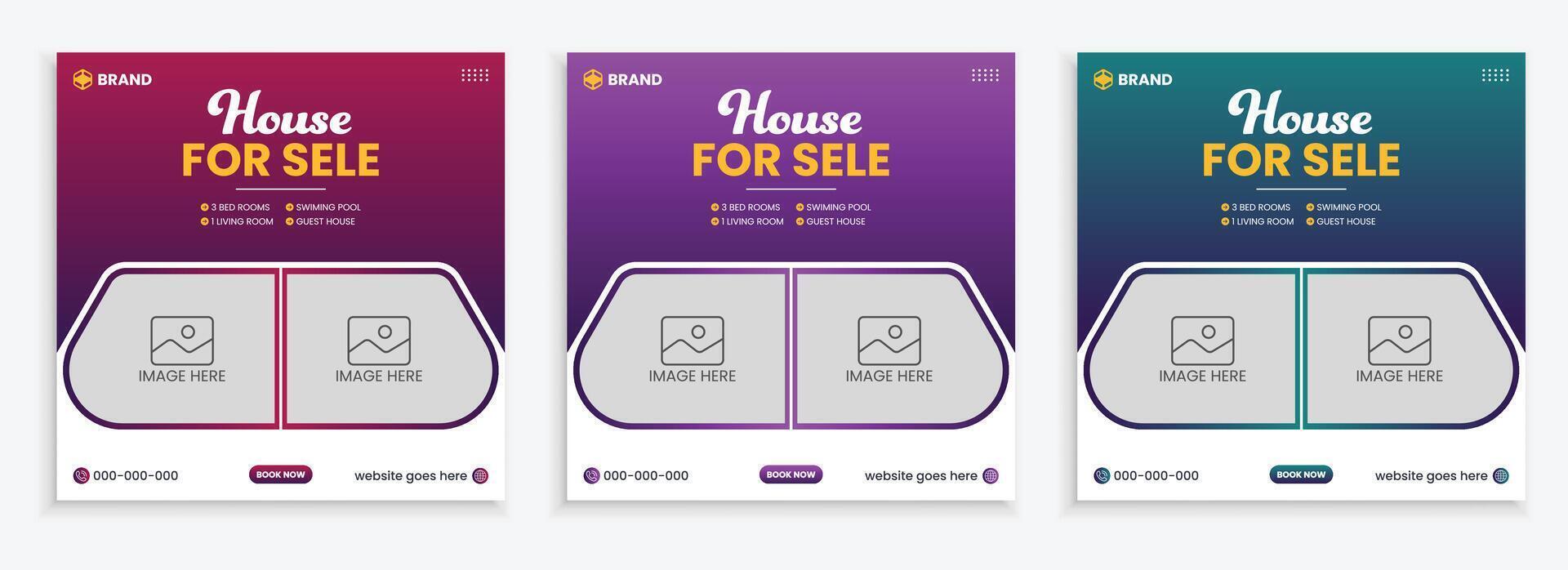 Real estate social media post web banner template vector