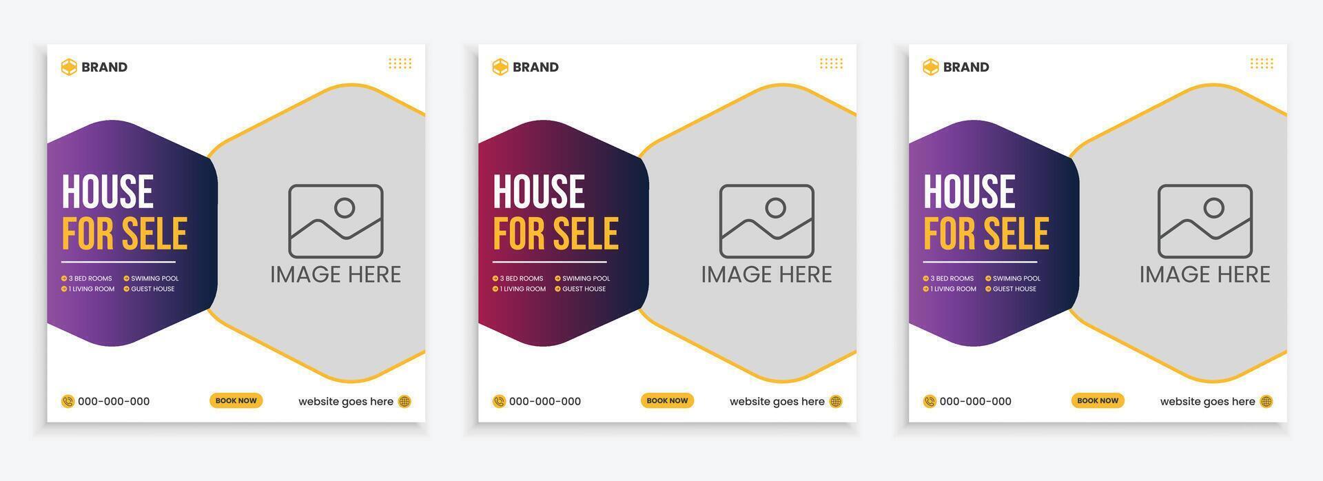 Real estate social media post template design. Modern home sale flyer vector