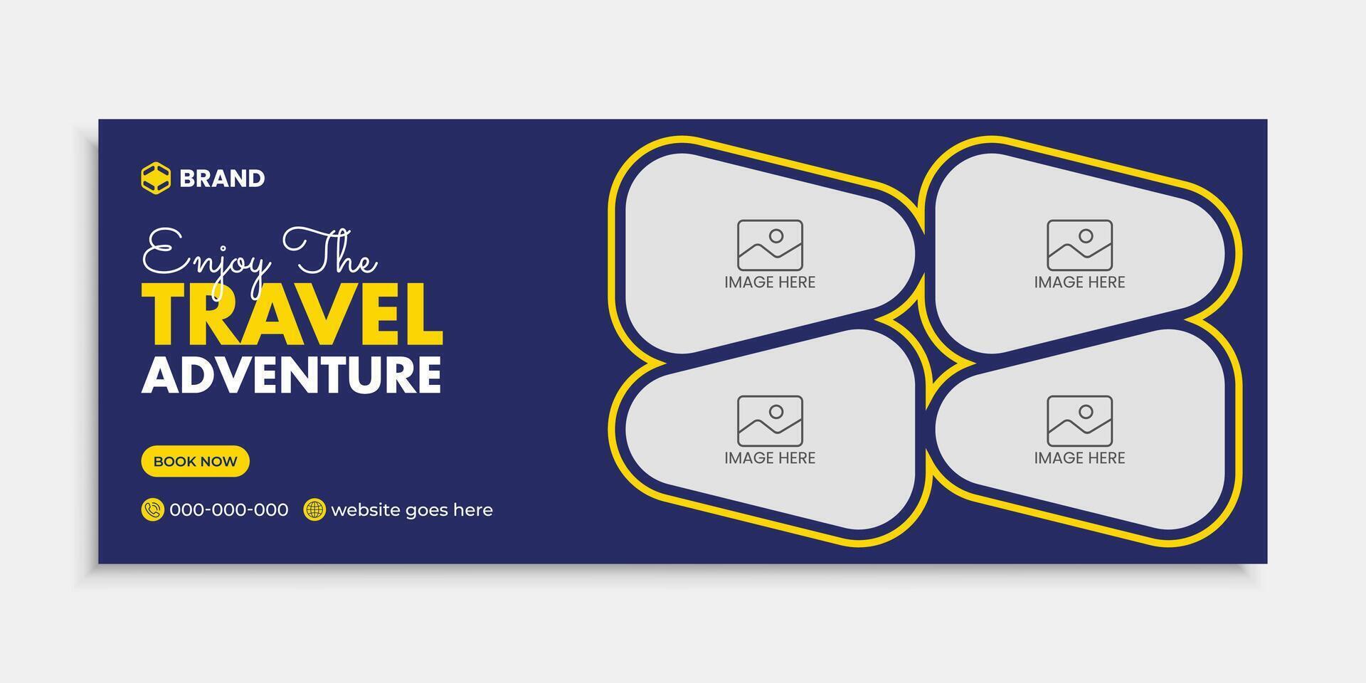 Travel facebook cover design template for ads tour social media cover Design vector