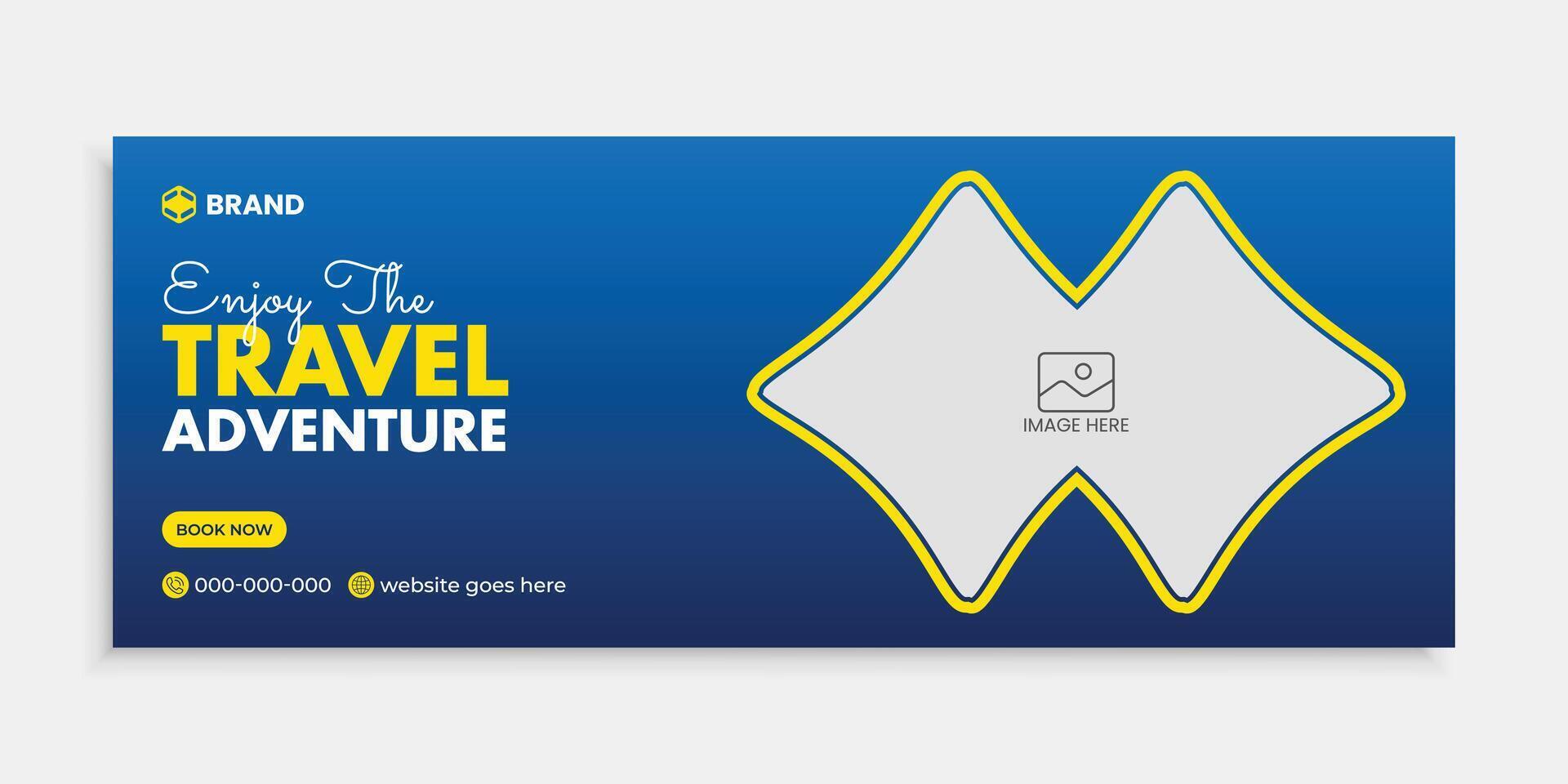 Travel Facebook Cover Design And Web Banner Design Template. vector