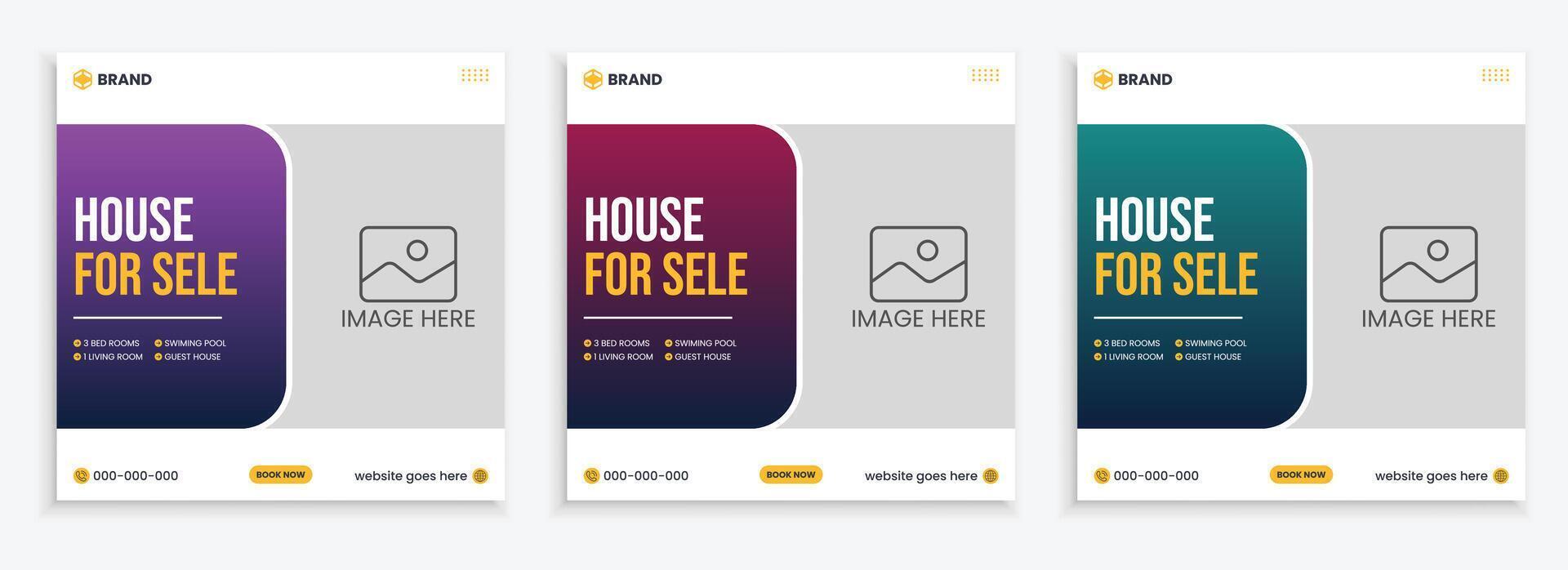 Real estate house social media post or square banner template vector