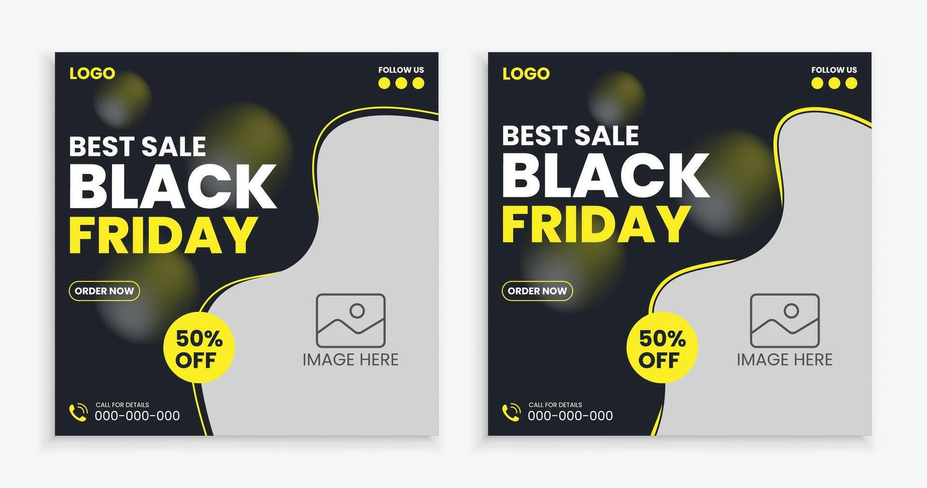 Set of editable Black Friday social media post vector