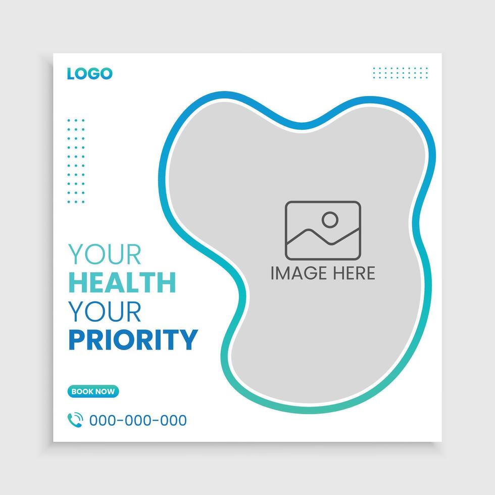 healthcare medical service promotion marketing social media post template square banner vector
