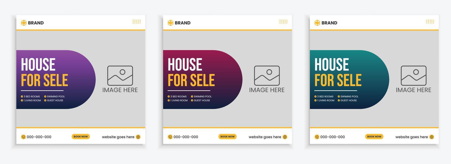 Real estate home sale social media post banner design vector