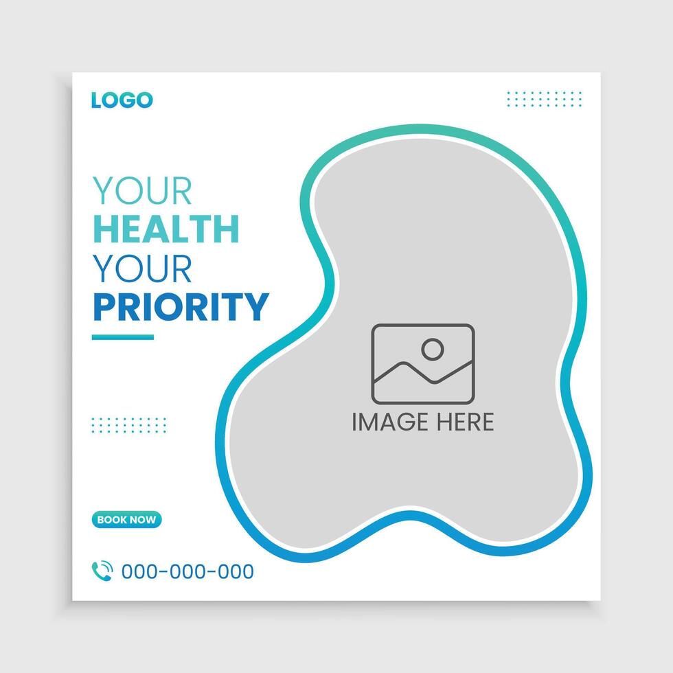 healthcare medical service promotion marketing social media post template vector