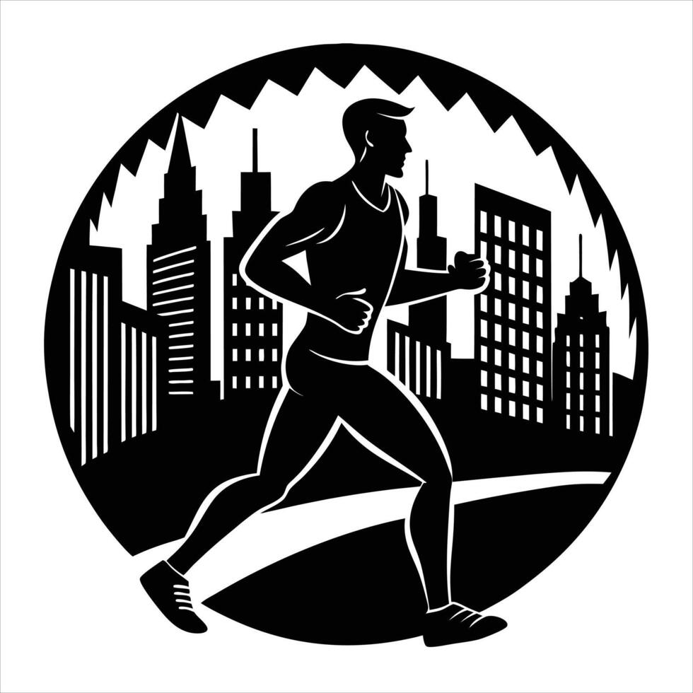 A man running in the city vector