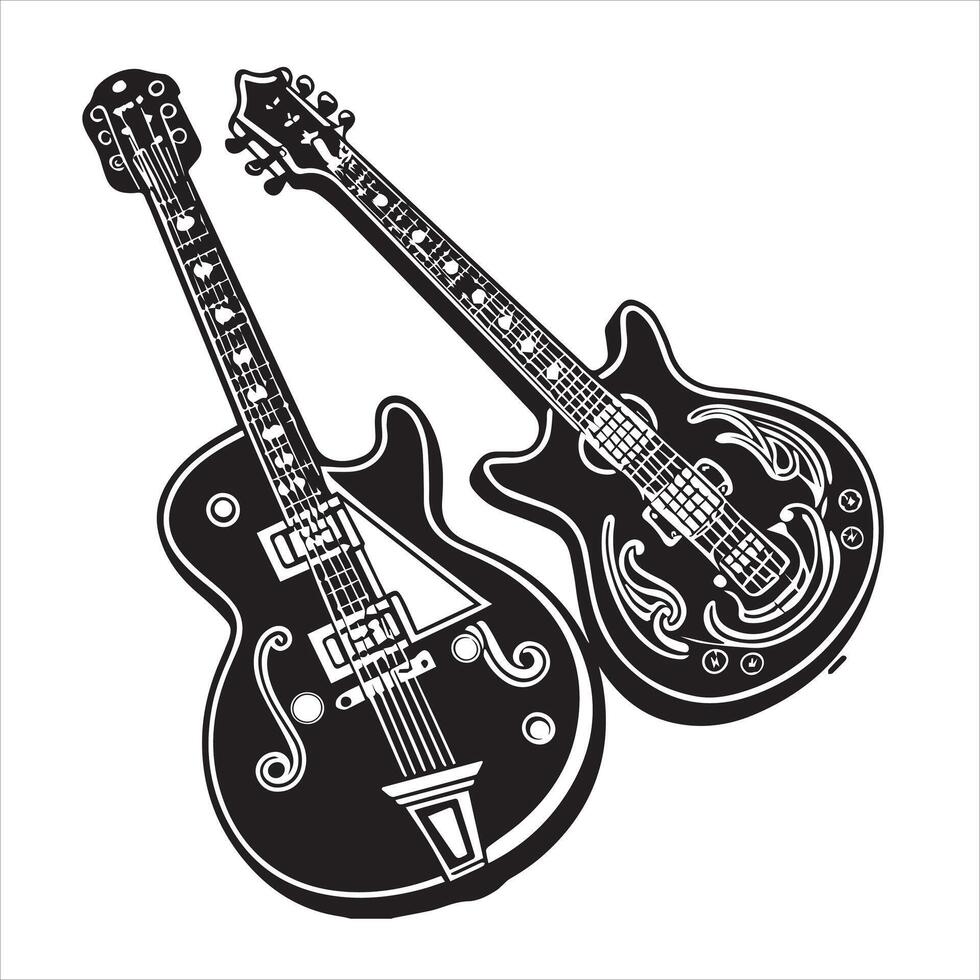 Two guitars on a white background vector