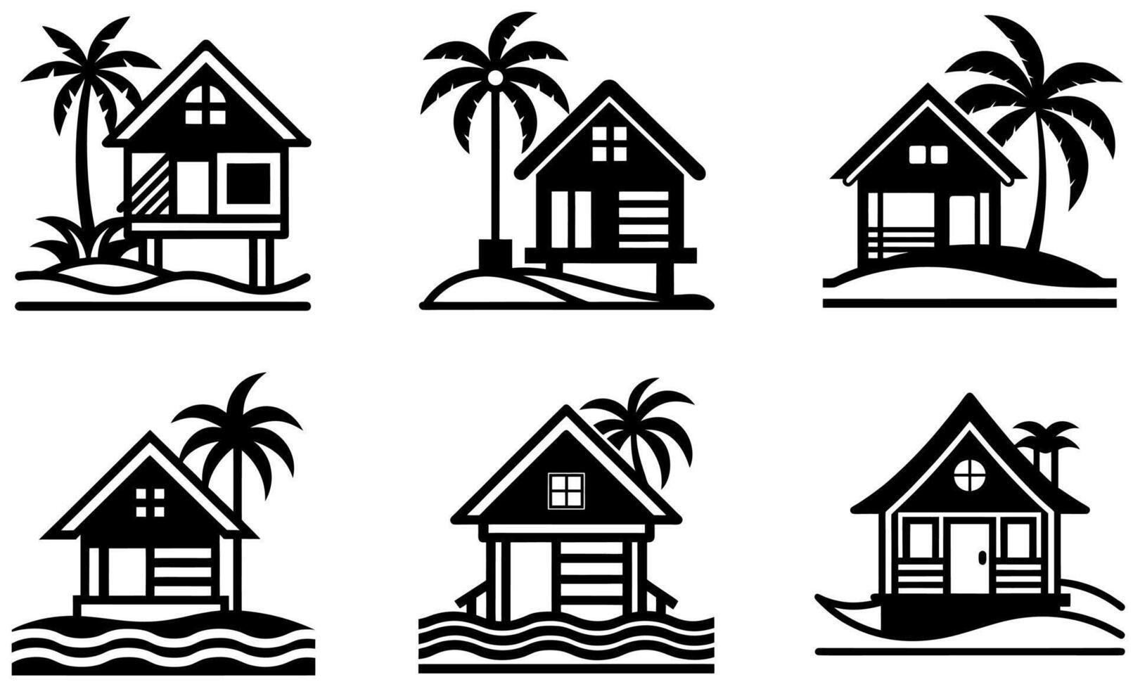 Beach House Icons design vector
