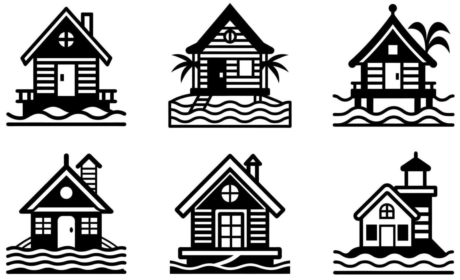 Seaside Cottage Icons design vector