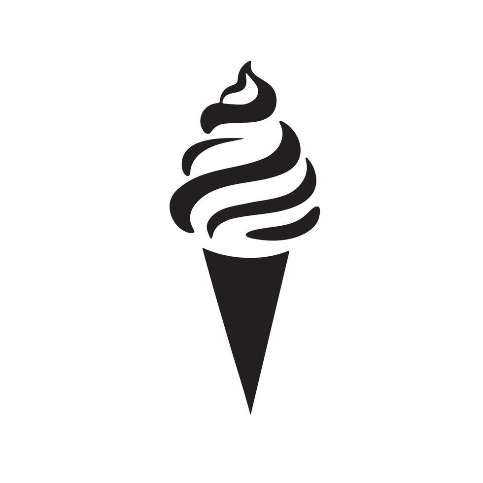 An ice cream with scoop icon silhouette on white background vector