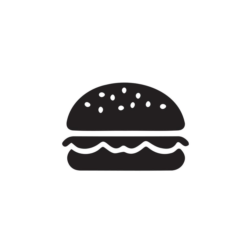 A small burger icon silhouette for restaurant on white background vector