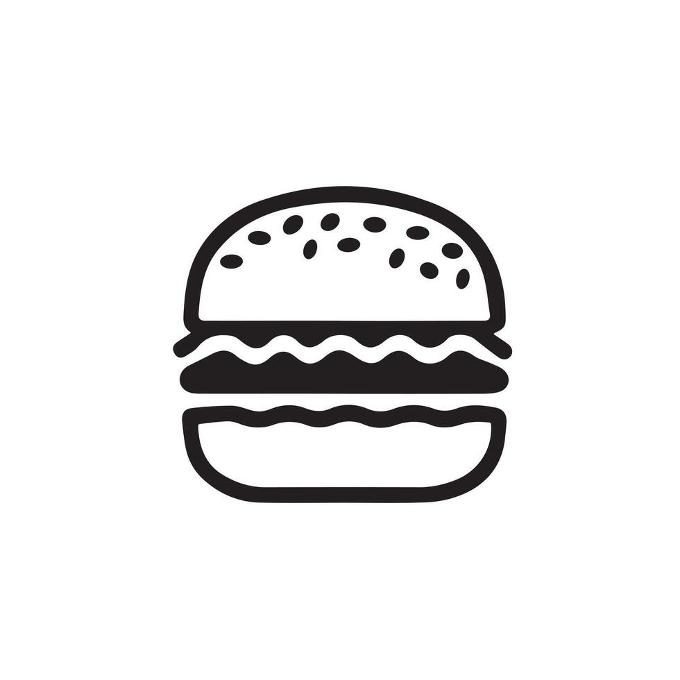 A burger food logo silhouette on white background vector